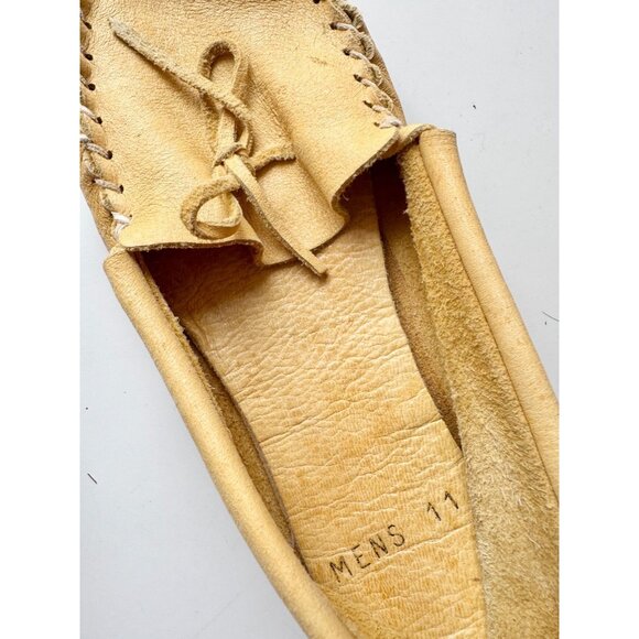 HIDES IN HAND Yellow Moose Leather Single Sole Moccasins, Size 11 - Picture 13 of 14